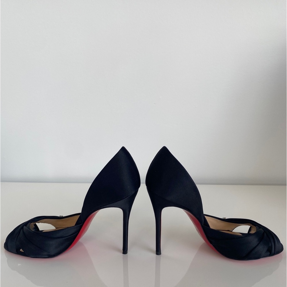 Christian Louboutin Black Satin Tres Ophrah 100 Stiletto Heels Pumps size 36 - Picture 9 of 17